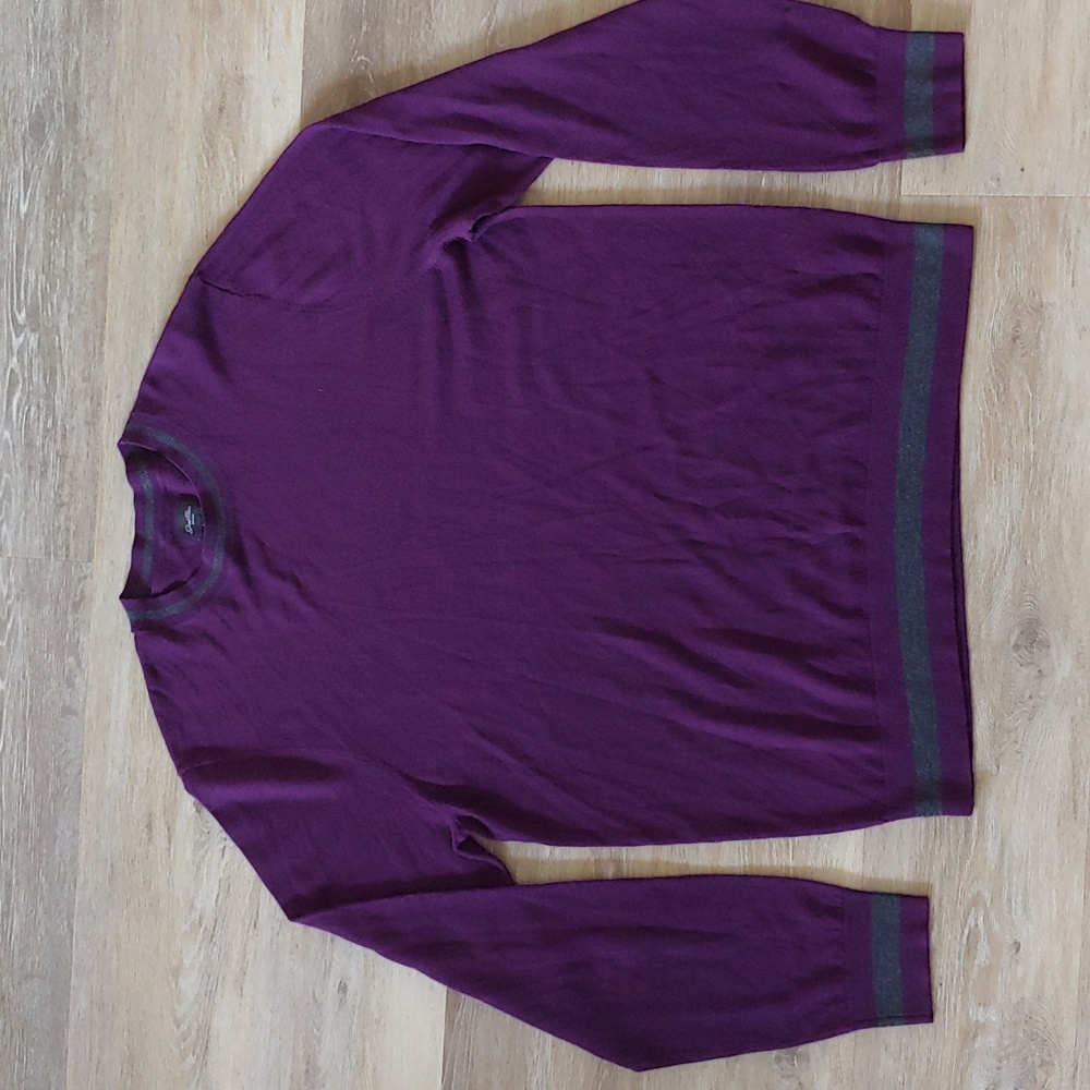 Good Man Brand Men's 100% Wool Lightweight Pullover Sweater Purple Size XL